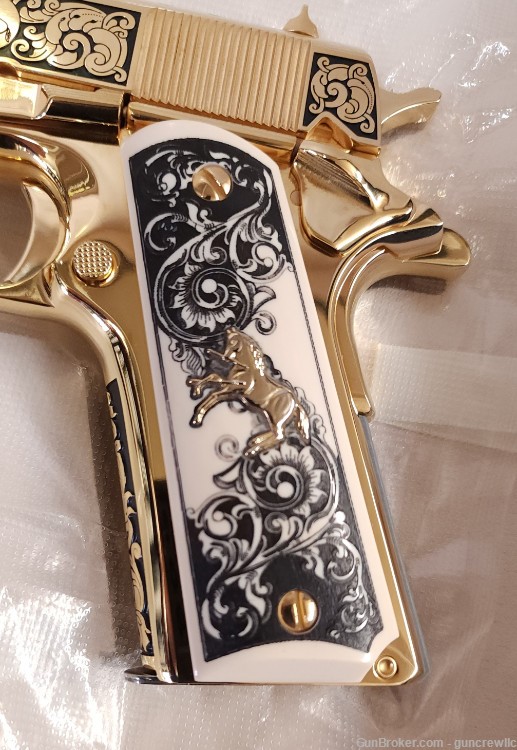 Colt Seattle Engraving Classic Scroll 1911 24K Gold 45ACP NM 5" Layaway-img-9