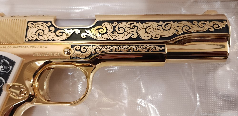 Colt Seattle Engraving Classic Scroll 1911 24K Gold 45ACP NM 5" Layaway-img-14