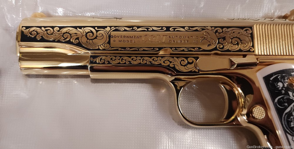 Colt Seattle Engraving Classic Scroll 1911 24K Gold 45ACP NM 5" Layaway-img-6