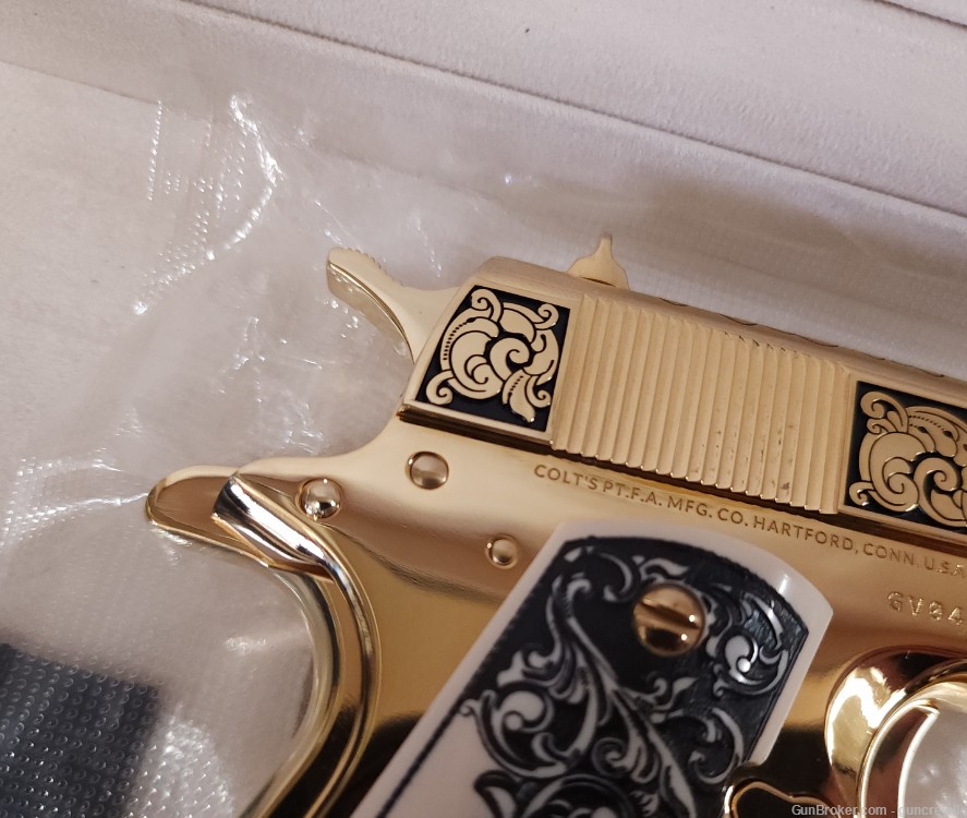 Colt Seattle Engraving Classic Scroll 1911 24K Gold 45ACP NM 5" Layaway-img-13