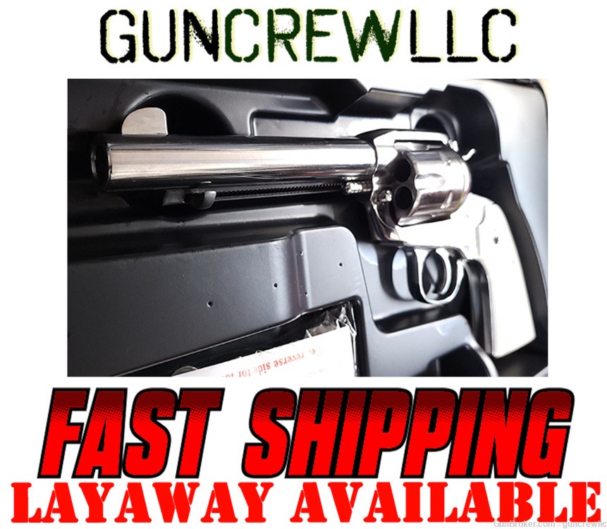 Ruger 05129 5129 New Vaquero Bisley High Gloss SS 45Colt 45 LC 5.5" Layaway-img-0