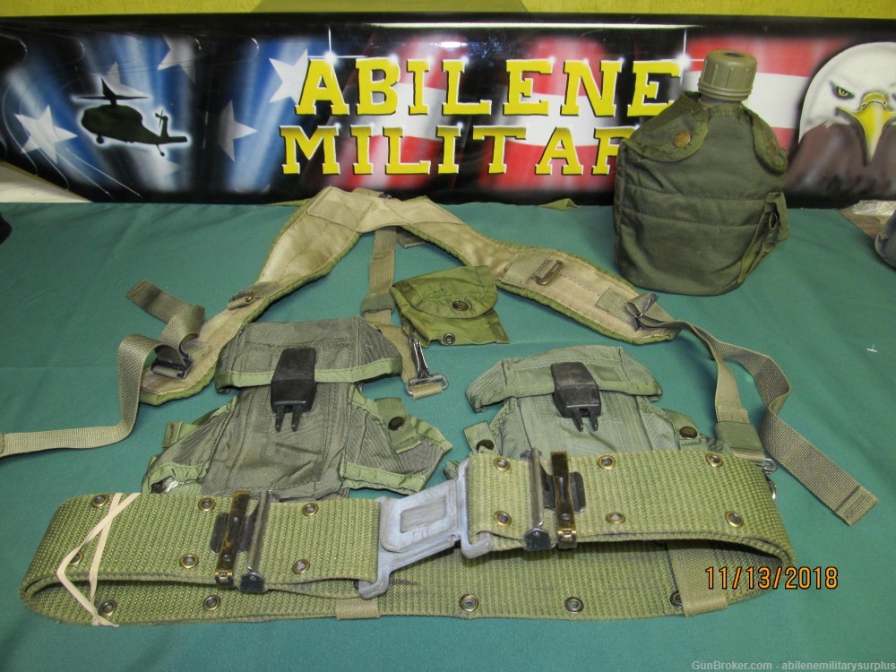 MILITARY ALICE FIELD GEAR SET LBE WEB BELT LARGE 2 AMMO POUCH CANTEEN FIRST-img-0