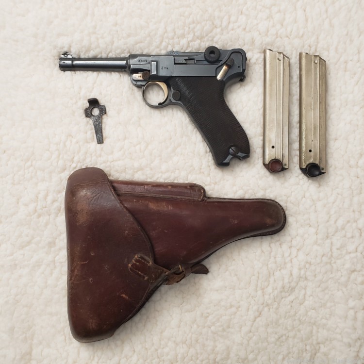 1912 Erfurt Military Luger Pistol + 2 Mags and Holster ALL Matching Serials-img-0