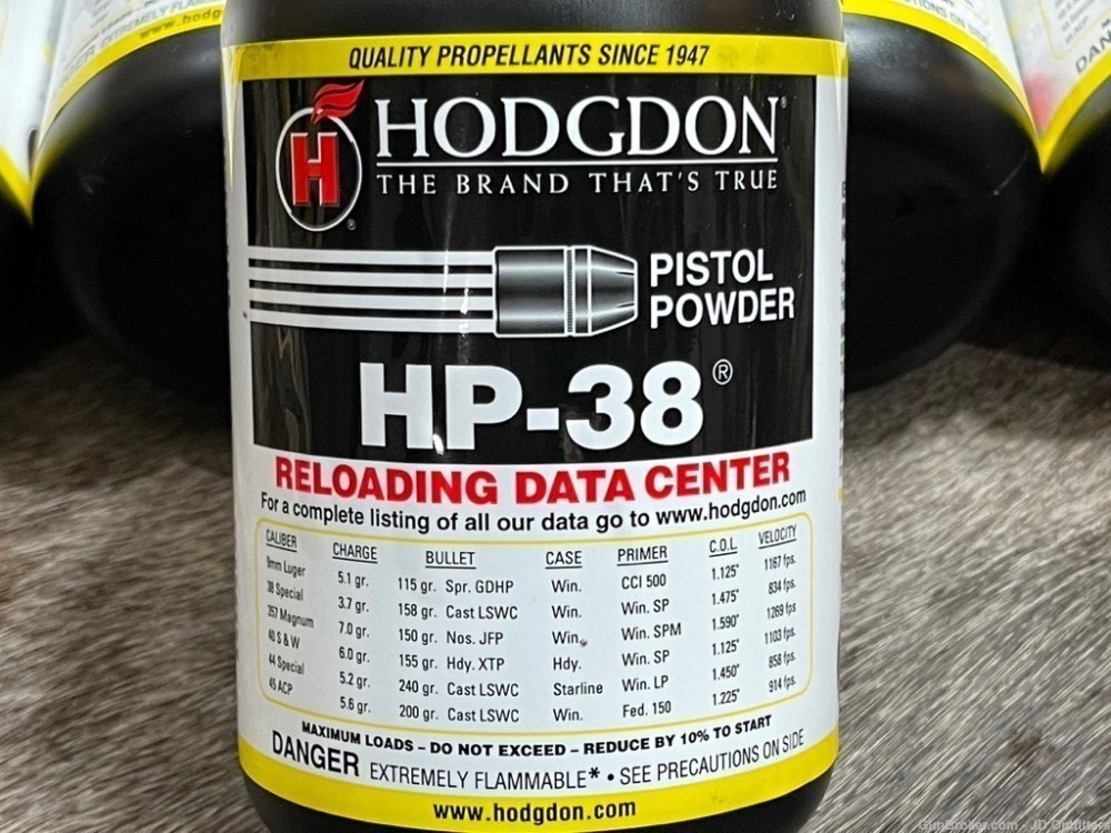 NEW 5-LB OF HODGDON HP-38 POWDER IN 1-LB BOTTLES HP38 HP 38-img-1