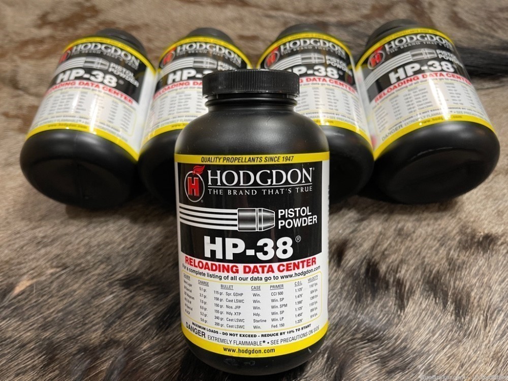 NEW 5-LB OF HODGDON HP-38 POWDER IN 1-LB BOTTLES HP38 HP 38-img-0