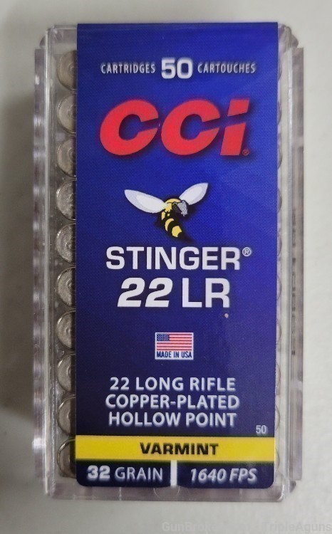 CCI Stinger 22lr 32gr copper plated hp lot of 200rds 0050-img-1