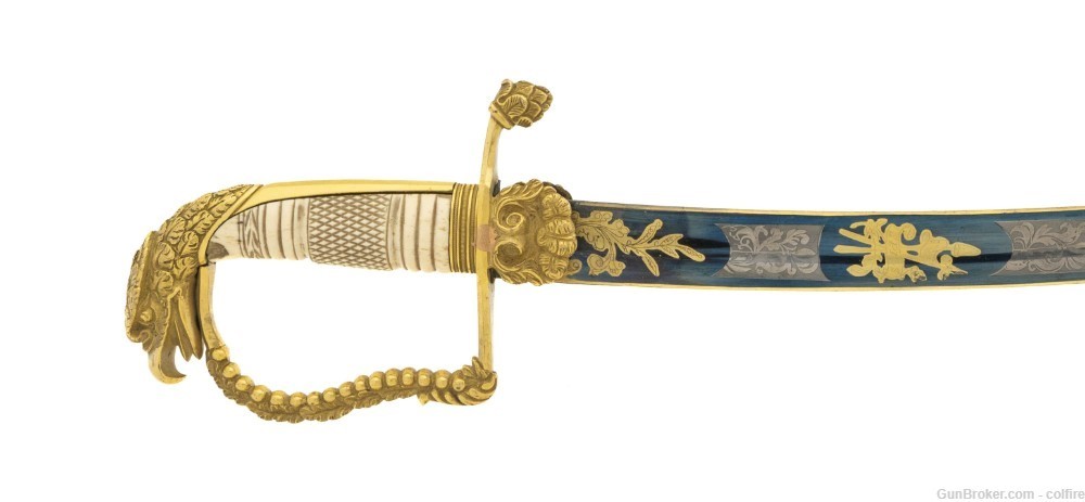 U.S. Eagle Head Artillery Officers Sword with scabbard (SW1792)-img-1