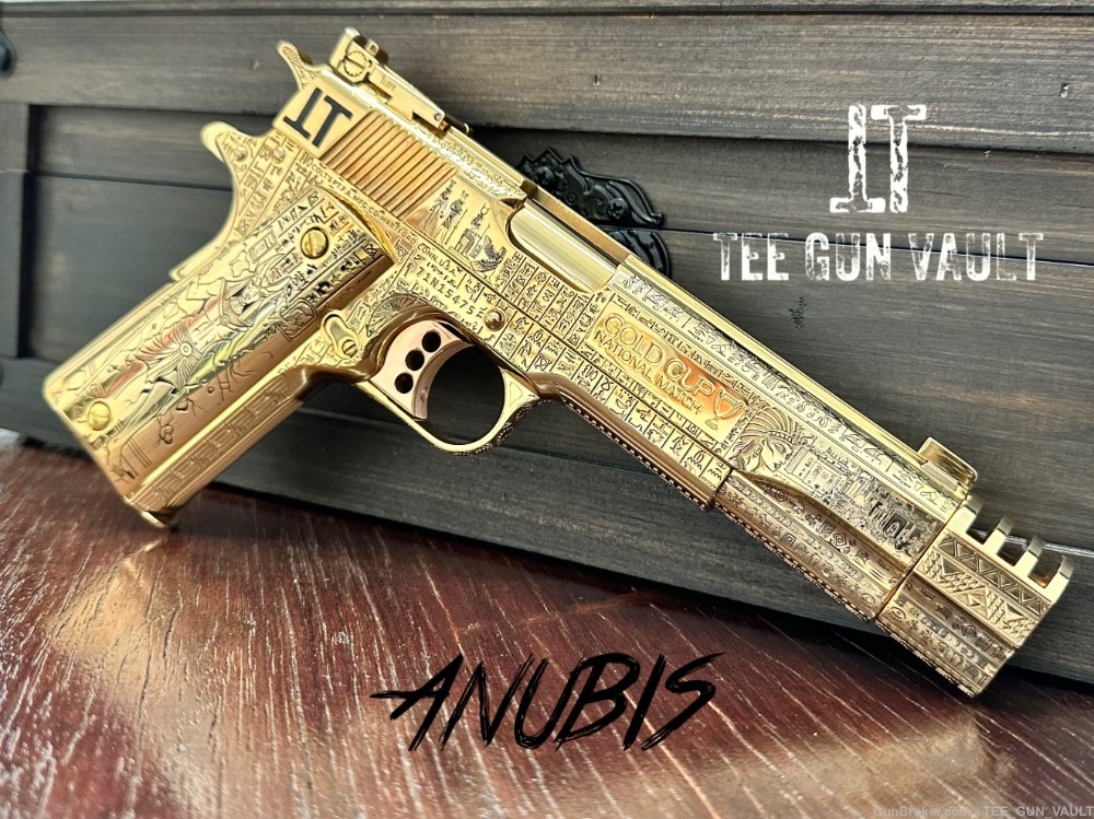 COLT CUSTOM 1911 COMP’D LIMITED EDITION “ANUBIS” 24k GOLD FULLY ENGRAVED -img-14