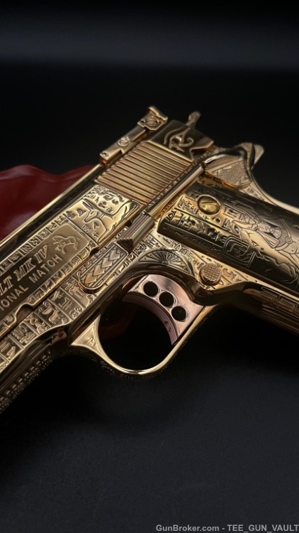COLT CUSTOM 1911 COMP’D LIMITED EDITION “ANUBIS” 24k GOLD FULLY ENGRAVED -img-6
