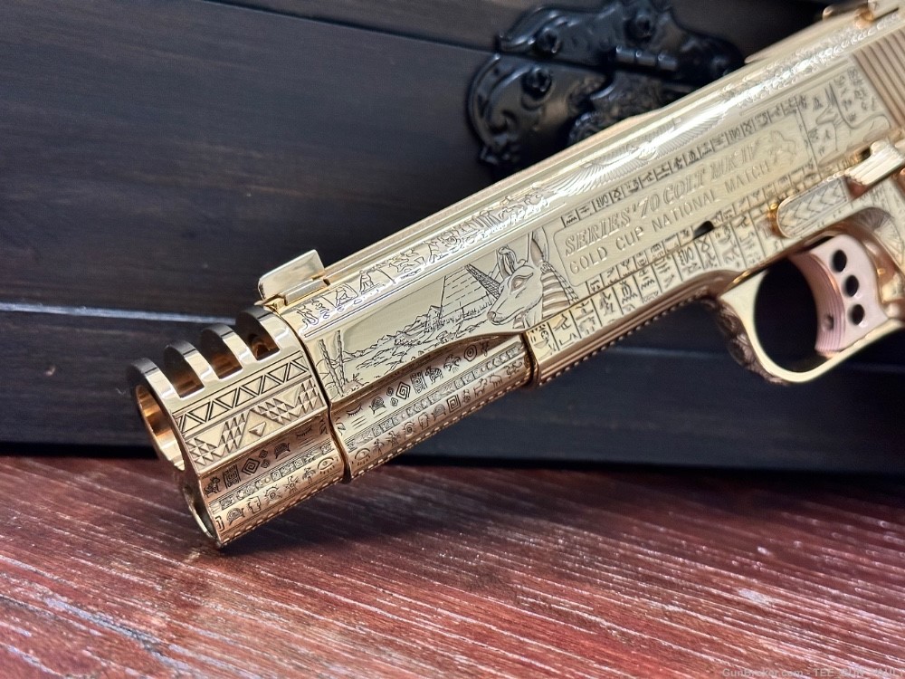 COLT CUSTOM 1911 COMP’D LIMITED EDITION “ANUBIS” 24k GOLD FULLY ENGRAVED -img-10