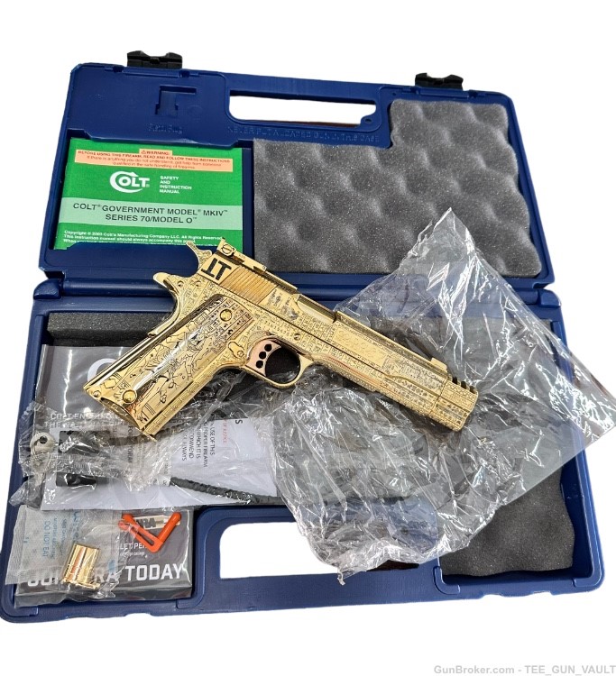 COLT CUSTOM 1911 COMP’D LIMITED EDITION “ANUBIS” 24k GOLD FULLY ENGRAVED -img-2