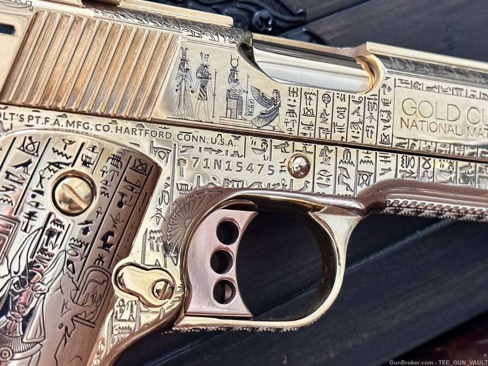 COLT CUSTOM 1911 COMP’D LIMITED EDITION “ANUBIS” 24k GOLD FULLY ENGRAVED -img-13