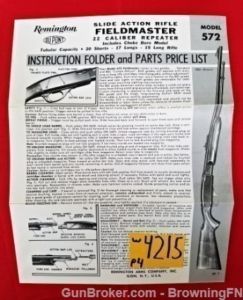 Orig Remington Model 572 Fieldmaster Owners Instruction Manual-img-0