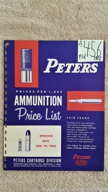 Orig Peters Ammunition Price List 1962-img-0