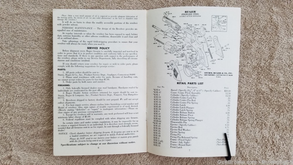Orig Ruger Security-Six Owners Instruction Manual 1974-img-1
