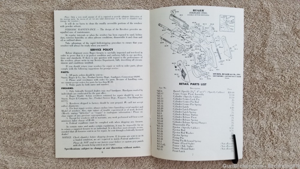 Orig Ruger Security-Six Owners Instruction Manual 1975-img-1
