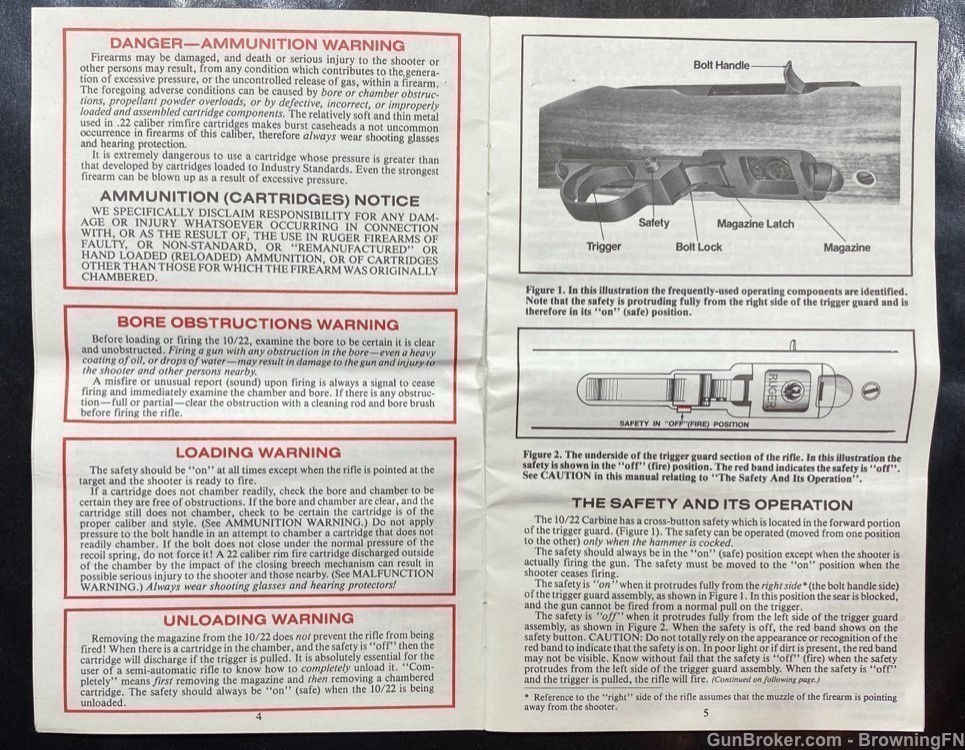 Orig. 1988 Ruger 10/22 Carbine Owners Instruction Manual-img-2