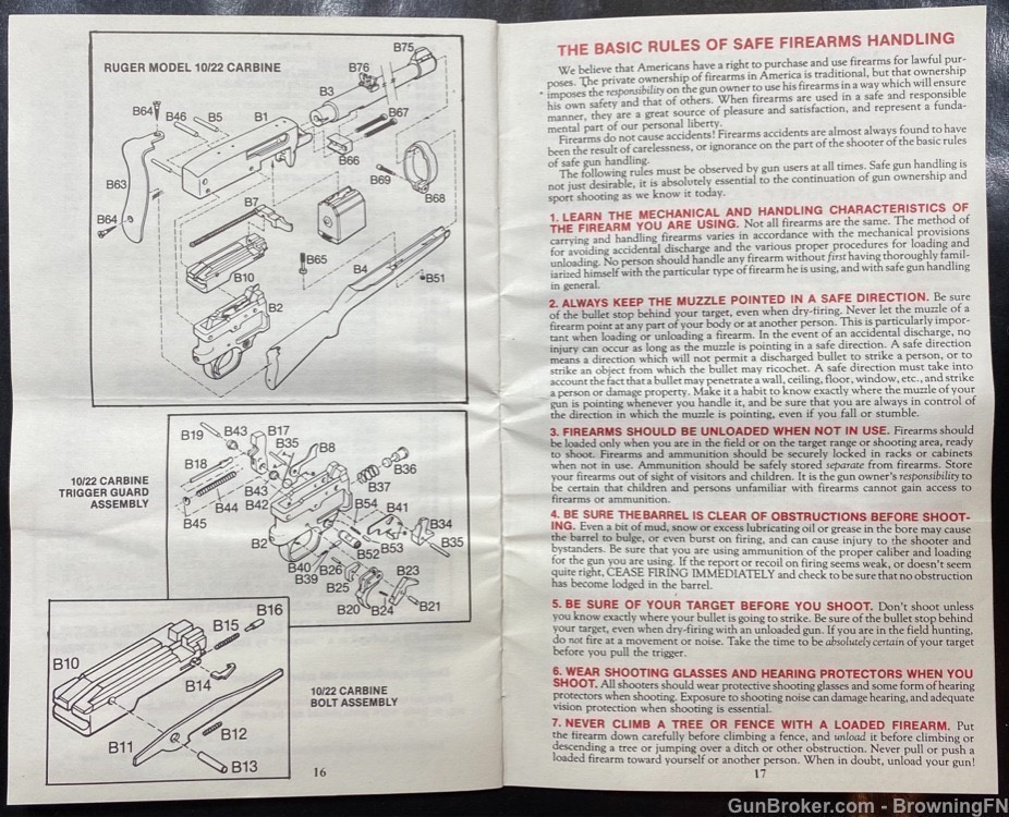 Orig. 1988 Ruger 10/22 Carbine Owners Instruction Manual-img-1