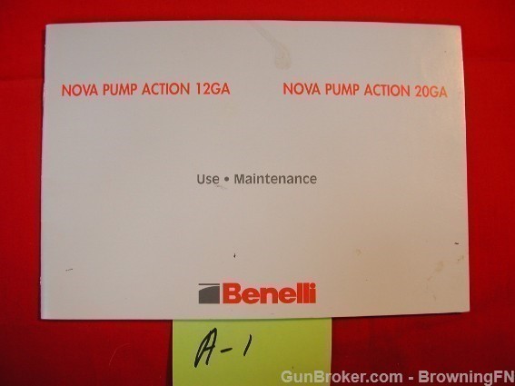 Orig Benelli Nova Pump 12 20 ga Owners Instruction Manual 357-img-0