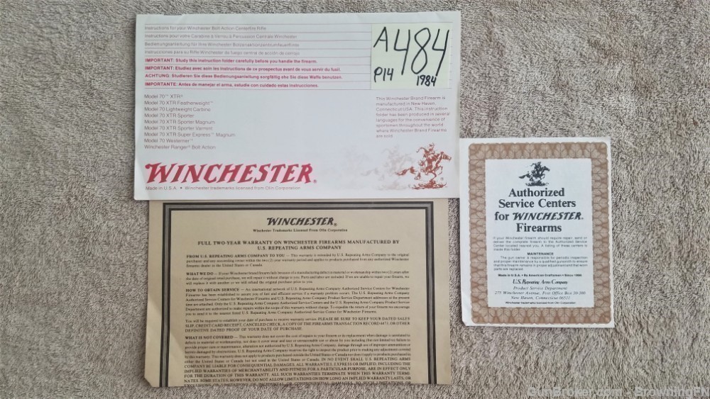 Orig Winchester Model 70 XTR Owners Instruction Manual 1984-img-0