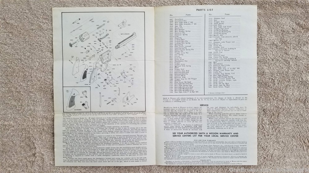 Orig S&W Model 48 Owners Instruction Manual 1975-img-1