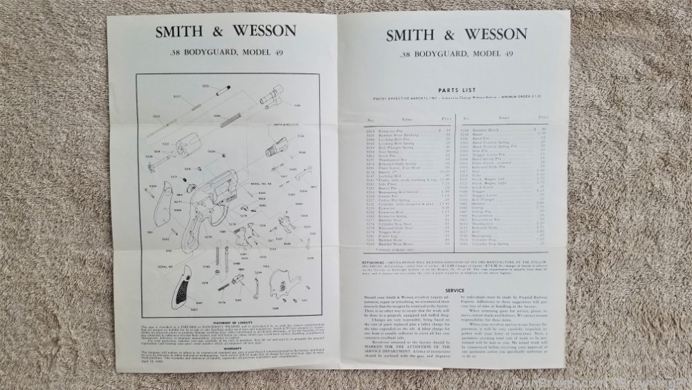 Orig S&W Model 49 Owners Instruction Manual 1967-img-1