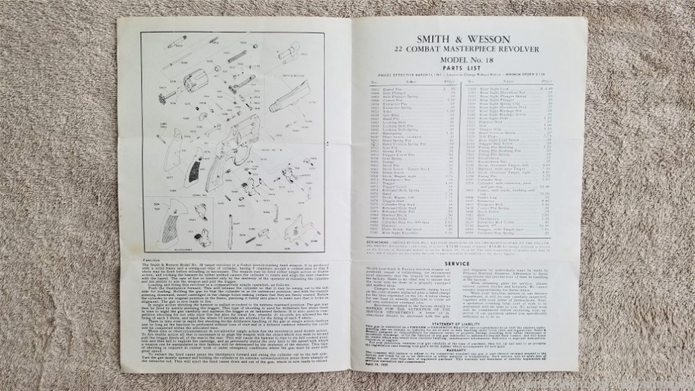 Orig S&W Model 18 Owners Instruction Manual 1967-img-1