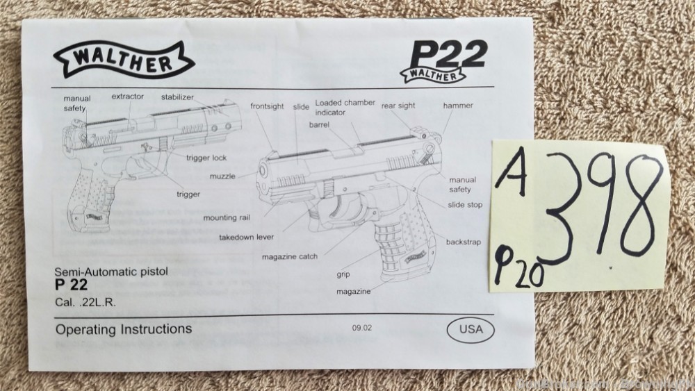 Original Walther P22 Owners Instruction Manual-img-0