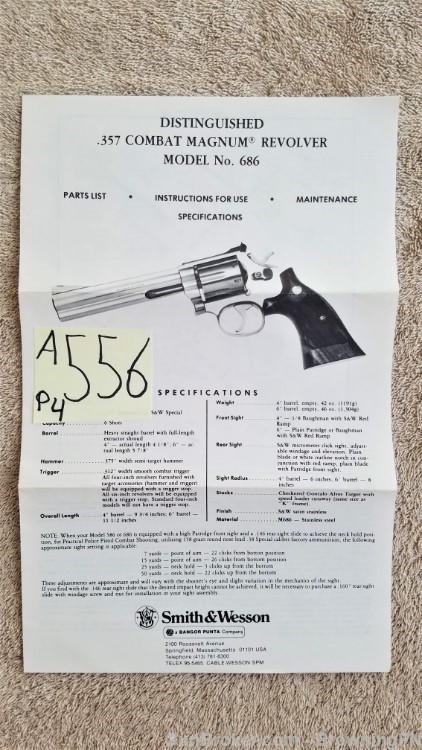 Orig S&W Model 686 Owners Instruction Manual-img-0