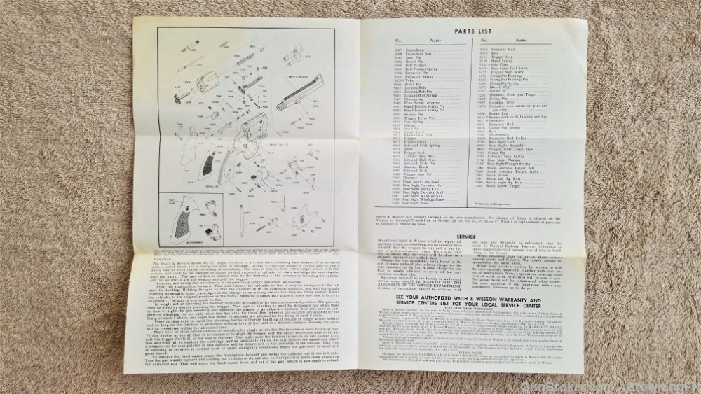 Orig S&W Model 17 Owners Instruction Manual 1975-img-1