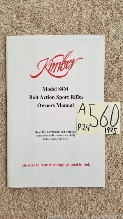 Orig Kimber Model 84M Owners Instruction Manual 1995-img-0
