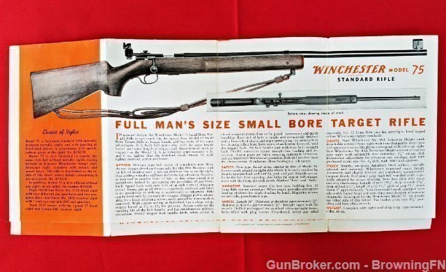 Orig Winchester Model 75 Target Rifle Flyer-img-1