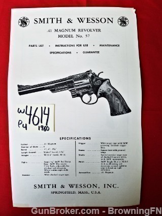 Orig S&W Model 57 Owners Manual 1960-img-0