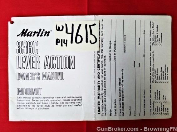 Orig Marlin Model 336C Owners Instruction Manual-img-0