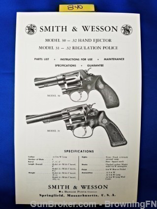 Orig S&W Model 30 31 Owners Instruction Manual 1969-img-0