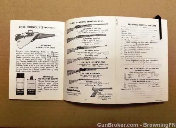 Orig Browning Model BL-22 Owners Instruction Manual 1973-img-1