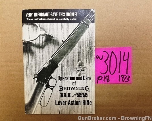 Orig Browning Model BL-22 Owners Instruction Manual 1973-img-0