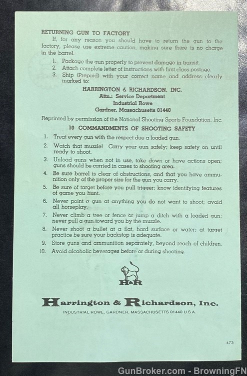 Harrington & Richardson H&R Topper Owners Manual-img-2