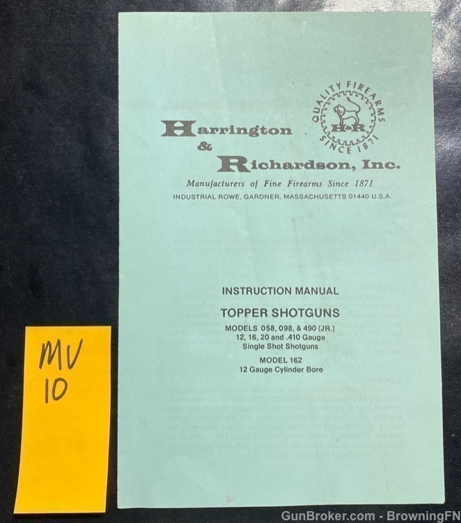 Harrington & Richardson H&R Topper Owners Manual-img-0