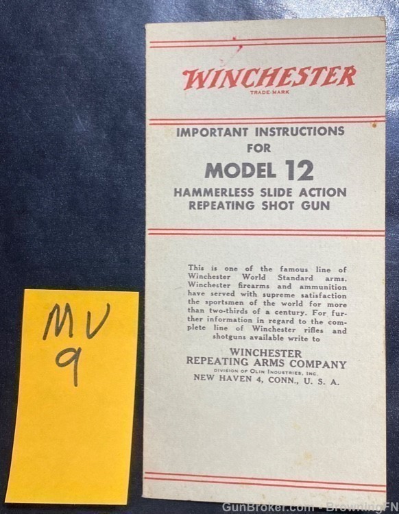 Original Pre 1964 Winchester Model 12 Owners Manual Bifold-img-0