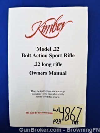 Orig Kimber Model .22 Sport Owners Instruction Manual 1995-img-0