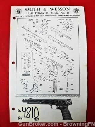 Orig S&W Model 41 Owners Instruction Manual 1973-img-0