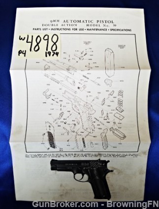 Orig S&W Model 59 9mm DA Owners Manual 1974-img-0