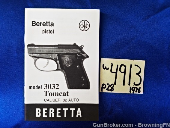 Orig Beretta 3032 Tomcat Owners Instruction Manual 1976-img-0