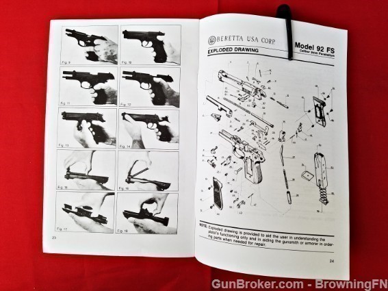 Orig Beretta 92FS Owners Instruction Manual 1990-img-1
