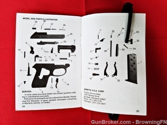 Orig Beretta Model 3032 Tomcat Owners Instruction Manual 1976-img-1
