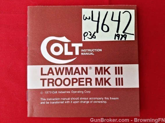 Orig Colt Lawman Trooper Mk3 Owners Manual 1979-img-0