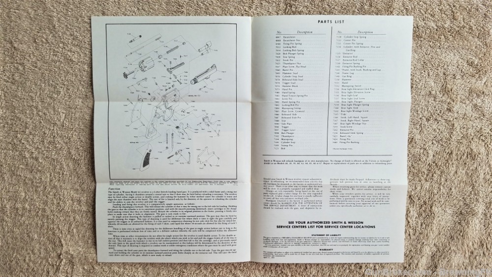 Orig S&W Model 63 Owners Instruction Manual 1974-img-1