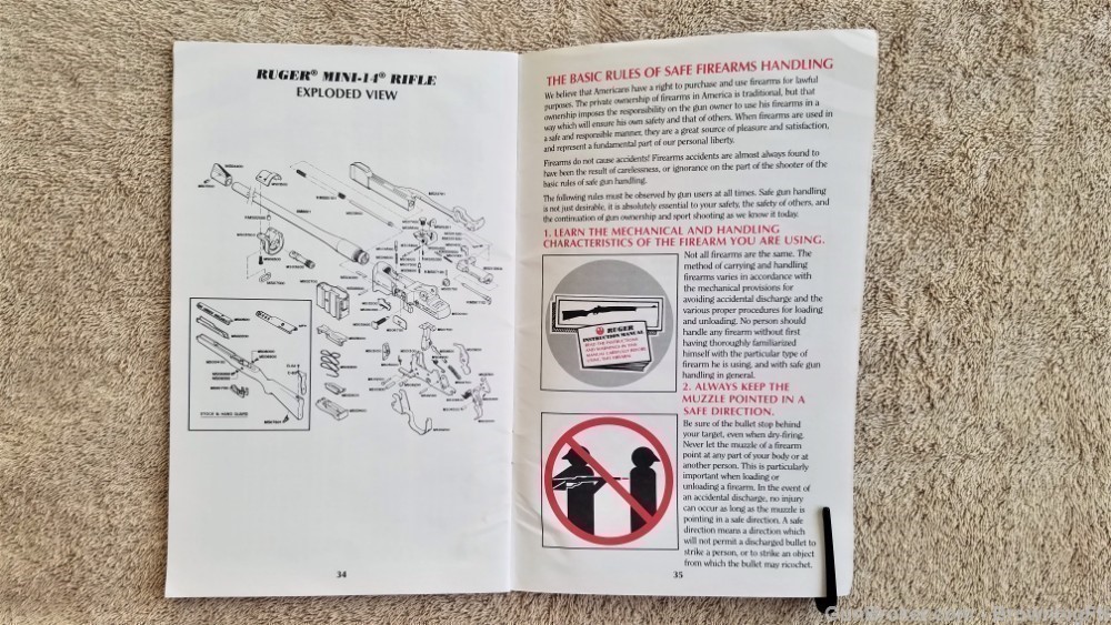 Orig Ruger Mini-14 Owners Instruction Manual 1998-img-1