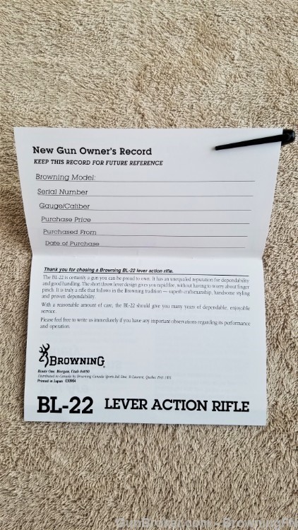 Orig Browning BL-22 Owners Instruction Manual-img-1